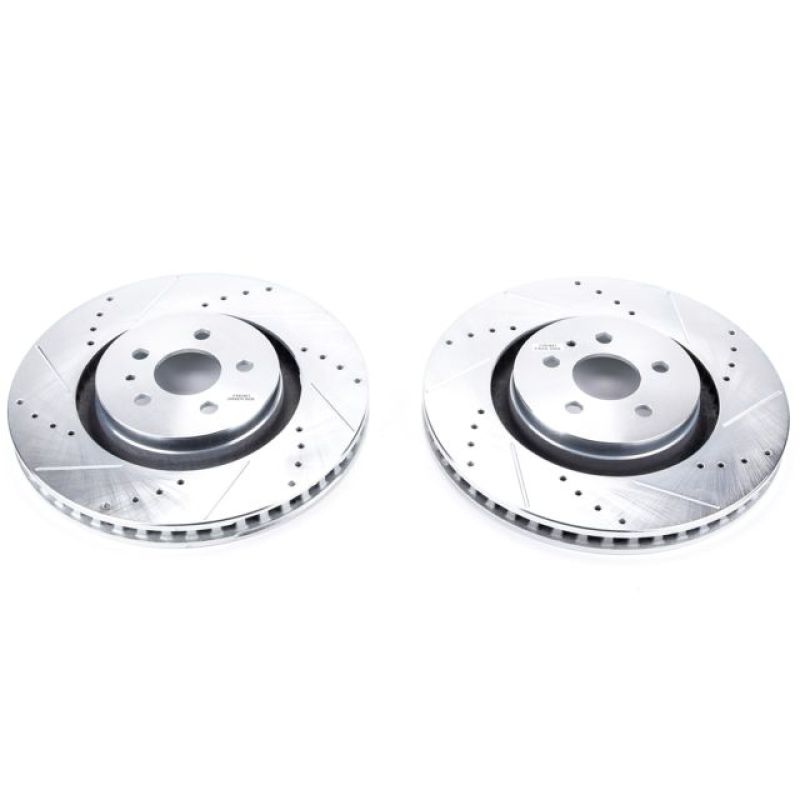 Ford Edge Brake Rotors (2) - Front - PowerStop - Evolution Drilled & Slotted - Silver - `15-`18