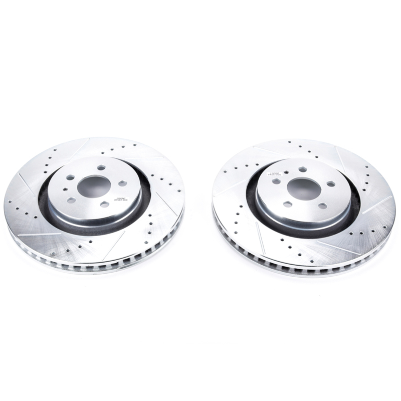 Ford Edge Brake Rotors (2) - Front - PowerStop - Evolution Drilled & Slotted - Silver - `15-`18