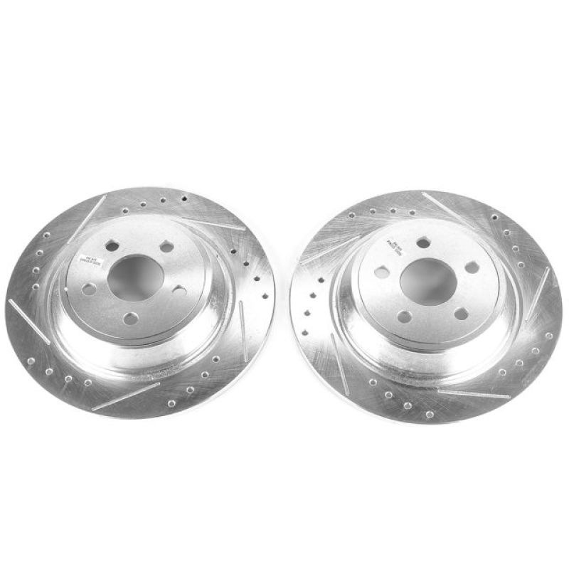 Ford Edge Brake Rotors (2) - Rear - PowerStop - Evolution Drilled & Slotted - Silver - `15-`19