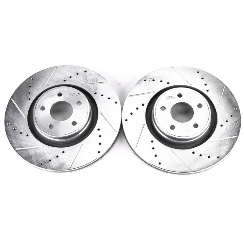 Ford Focus Brake Rotors (2) - Front - PowerStop - Evolution Drilled & Slotted - Silver Zinc - `13-`18