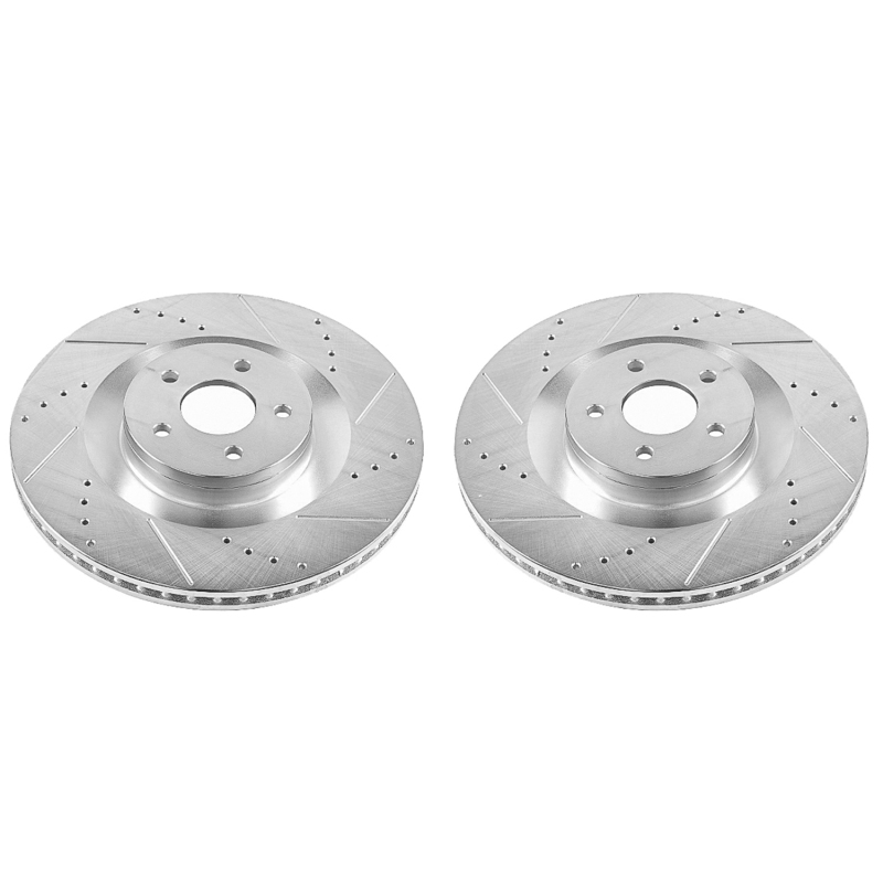 Ford Focus Brake Rotors (2) - Front - PowerStop - Evolution Drilled & Slotted - Silver - `16-`18