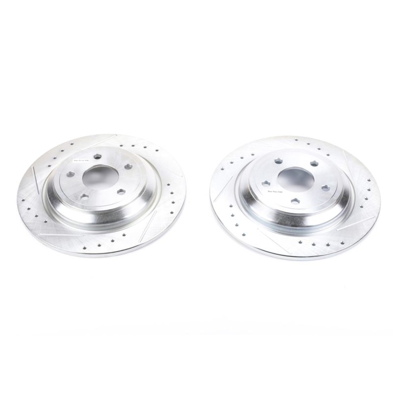 Ford Focus Brake Rotors (2) - Rear - PowerStop - Evolution Drilled & Slotted - Silver - `16-`18