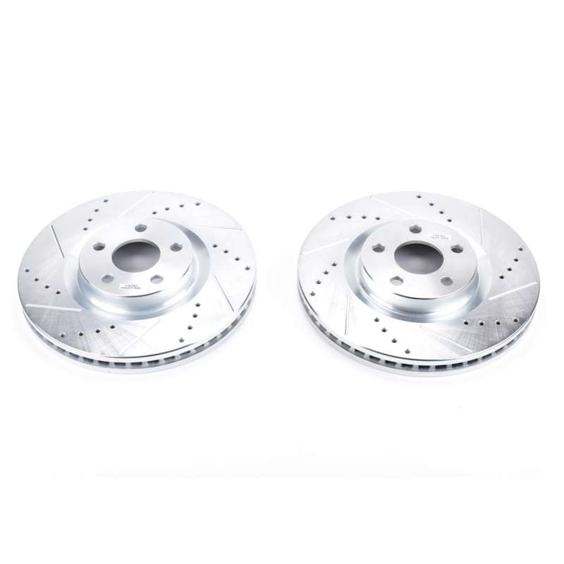 Ford Edge Brake Rotors (2) - Front - PowerStop - Evolution Drilled & Slotted - Silver - `15-`19