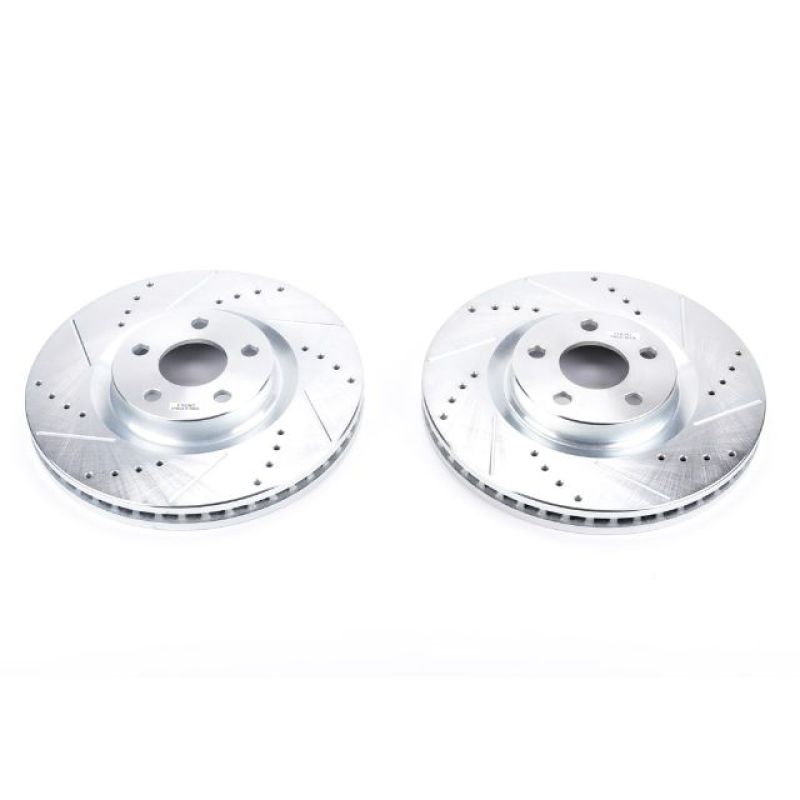 Ford Edge Brake Rotors (2) - Front - PowerStop - Evolution Drilled & Slotted - Silver - `15-`19