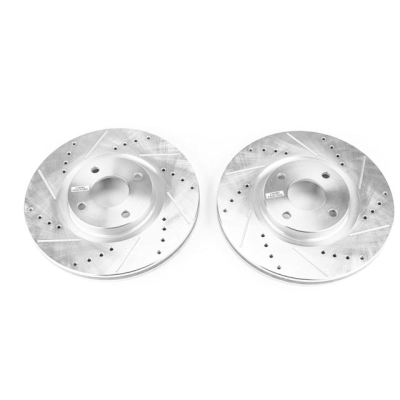 Ford EcoSport Brake Rotors (2) - Front - PowerStop - Evolution Drilled & Slotted - Silver - 2018