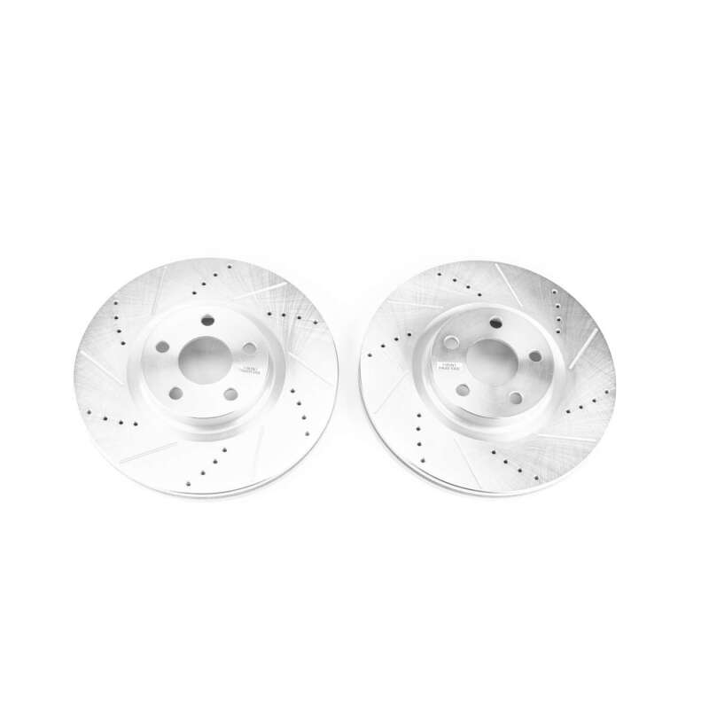 Lincoln MKZ Brake Rotors (2) - Front - PowerStop - Evolution Drilled & Slotted - Silver - `17-`19