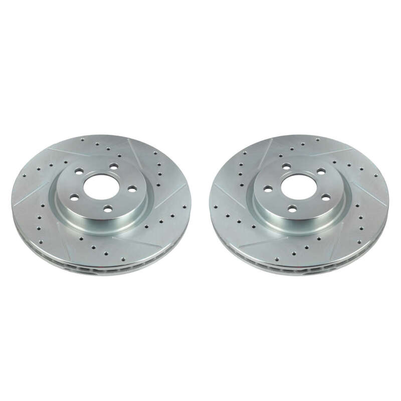 Ford Transit Connect Brake Rotors (2) - Front - PowerStop - Evolution Drilled & Slotted - Silver - `18-`20