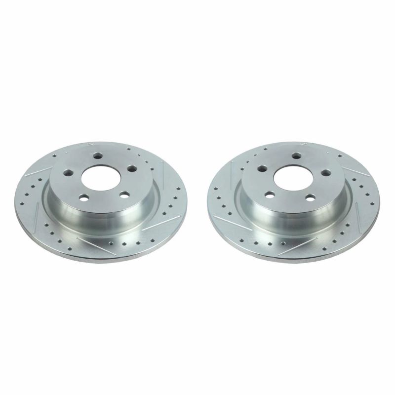 Ford Transit Connect Brake Rotors (2) - Rear - PowerStop - Evolution Drilled & Slotted - Silver - `18-`20