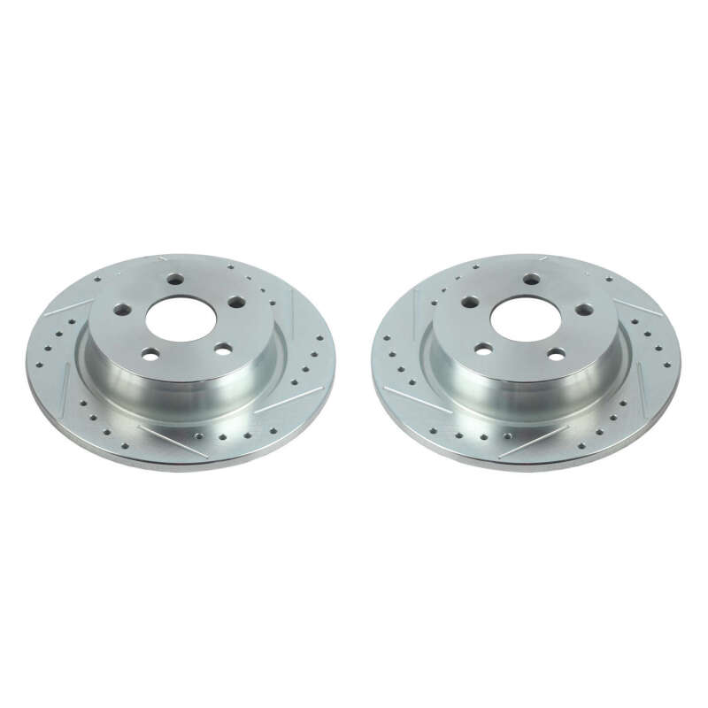 Ford Transit Connect Brake Rotors (2) - Rear - PowerStop - Evolution Drilled & Slotted - Silver - `18-`20