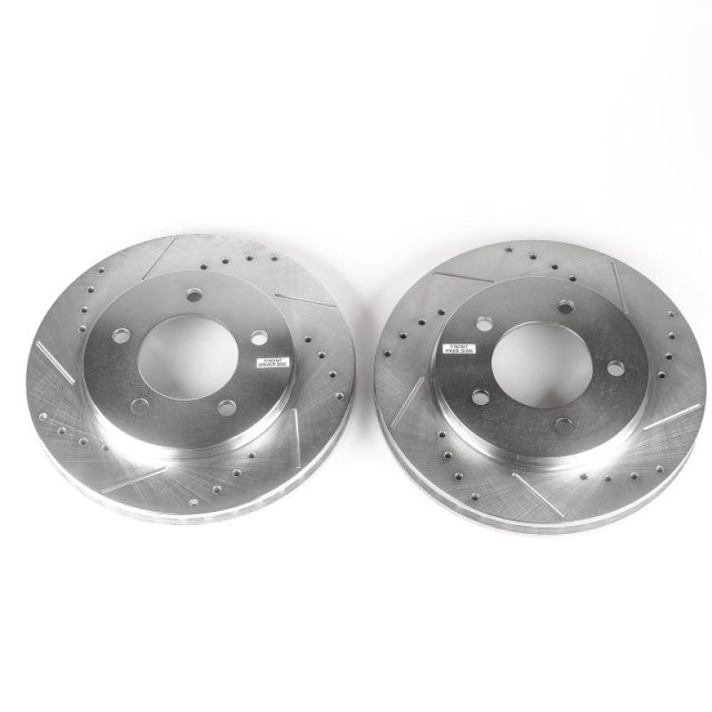 Ford Expedition Brake Rotors (2) - Front - PowerStop - Evolution Drilled & Slotted - Silver - `97-`02