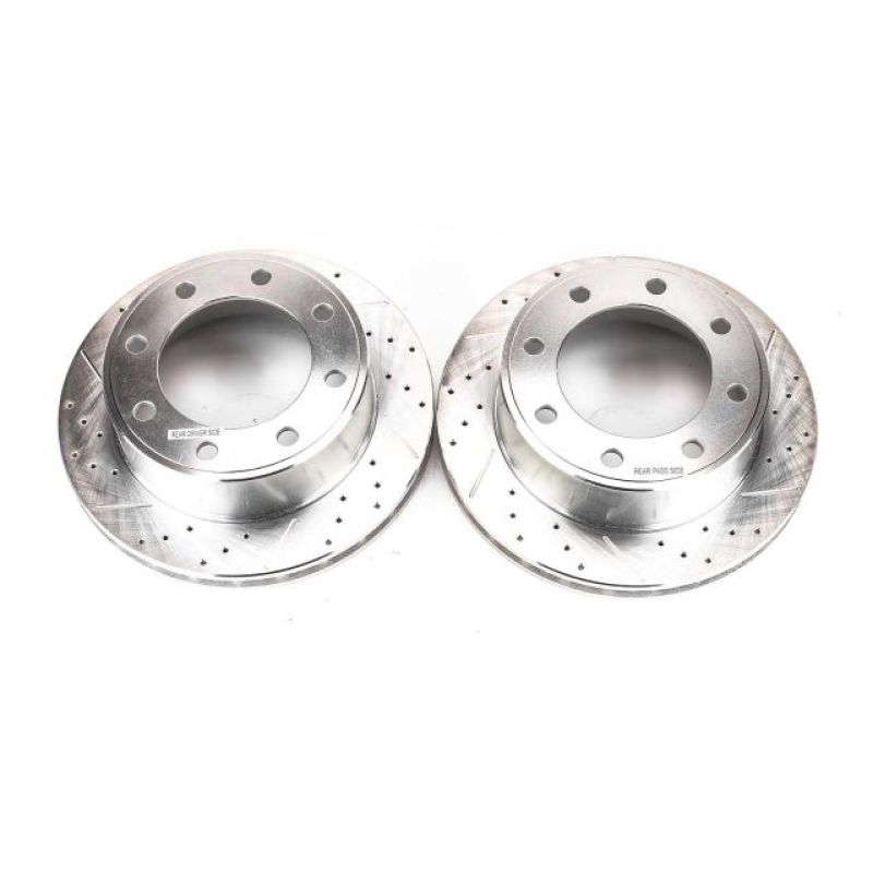Ford Excursion Brake Rotors (2) - Rear - PowerStop - Evolution Drilled & Slotted - Silver - `00-`05 Ford Excursion Brake Rotors (2) - Rear - PowerStop - Evolution Drilled & Slotted - Silver - `00-`05