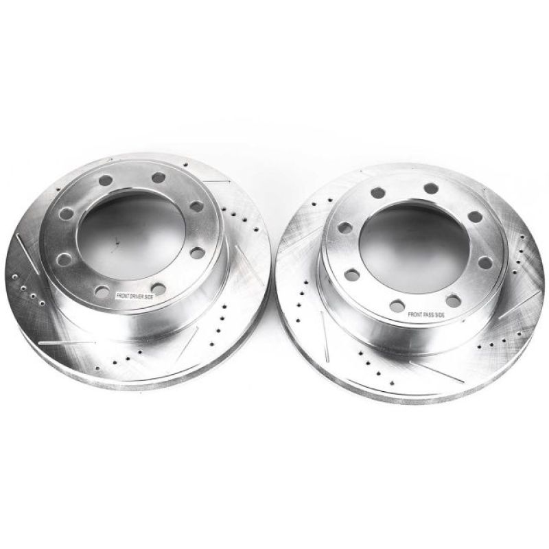 Ford Excursion Brake Rotors (2) - Front - PowerStop - Evolution Drilled & Slotted - Silver - `00-`05 Ford Excursion Brake Rotors (2) - Front - PowerStop - Evolution Drilled & Slotted - Silver - `00-`05