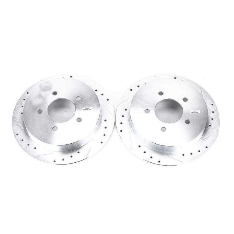 Ford Expedition Brake Rotors (2) - Rear - PowerStop - Evolution Drilled & Slotted - Silver - `00-`02 Ford Expedition Brake Rotors (2) - Rear - PowerStop - Evolution Drilled & Slotted - Silver - `00-`02