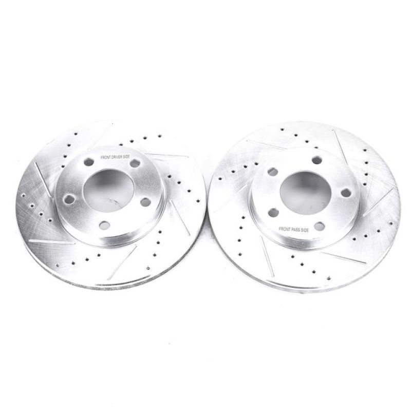 Ford Escape Brake Rotors (2) - Front - PowerStop - Evolution Drilled & Slotted - Silver - `01-`07