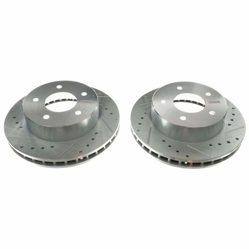 Chevrolet Astro Brake Rotors (2) - Front - PowerStop - Evolution Drilled & Slotted - Silver - `90-`02