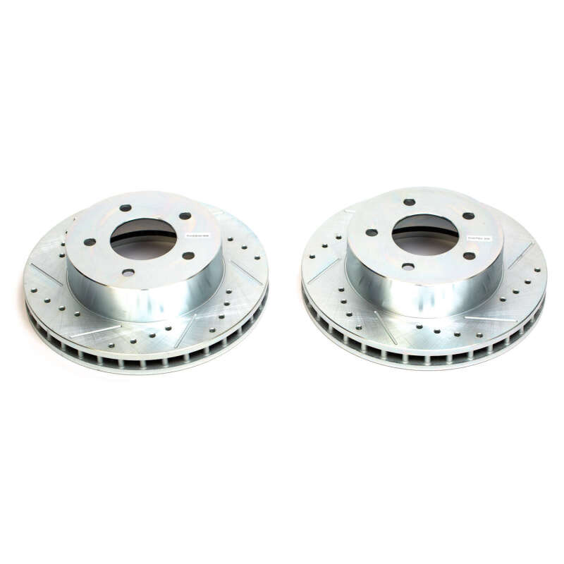 Chevrolet Astro Brake Rotors (2) - Front - PowerStop - Evolution Drilled & Slotted - Silver - `90-`02
