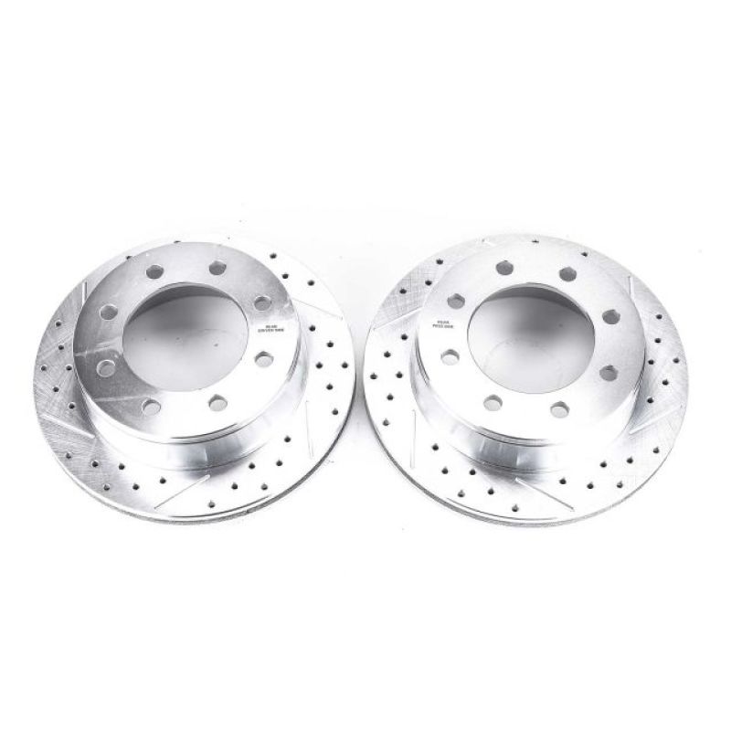 Chevrolet Avalanche 2500 Brake Rotors (2) - Rear - PowerStop - Evolution Drilled & Slotted - Silver - `02-`06