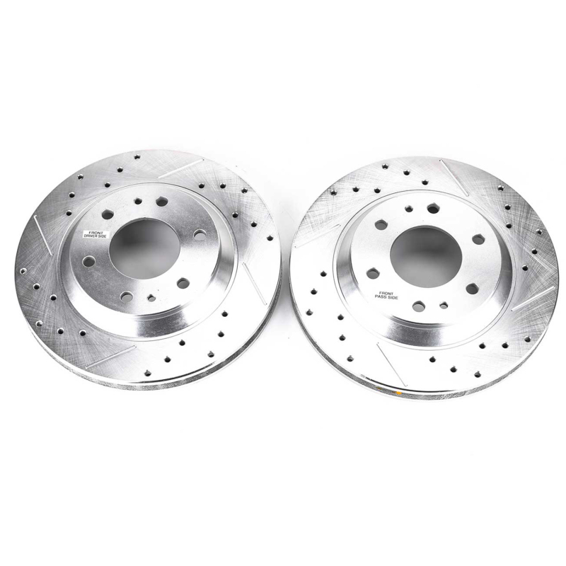 Buick Rainier Brake Rotors (2) - Front - PowerStop - Evolution Drilled & Slotted - Silver - `04-`05