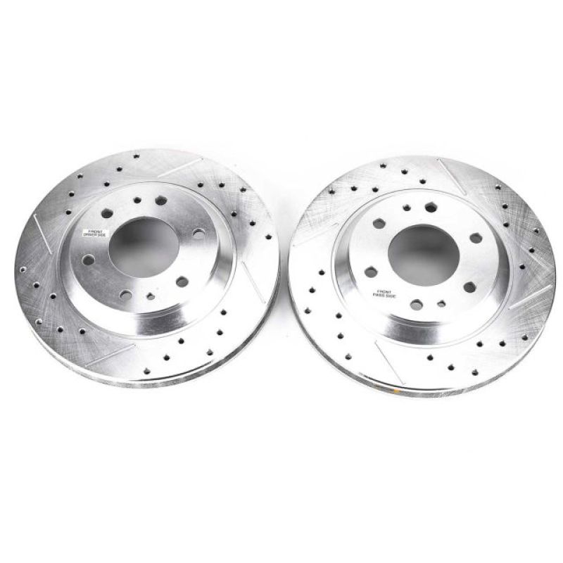 Buick Rainier Brake Rotors (2) - Front - PowerStop - Evolution Drilled & Slotted - Silver - `04-`05