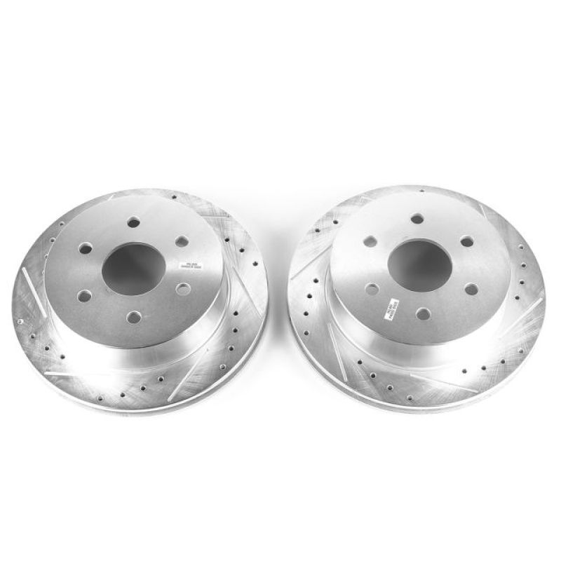 Chevrolet Express 2500 Brake Rotors (2) - Rear - PowerStop - Evolution Drilled & Slotted - Silver - `03-`05