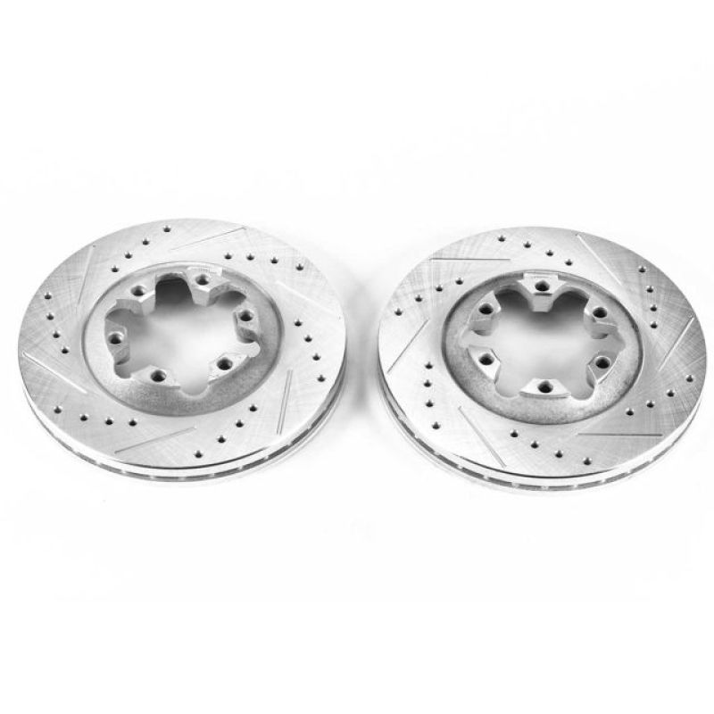 Chevrolet Colorado Brake Rotors (2) - Front - PowerStop - Evolution Drilled & Slotted - Silver - `04-`08