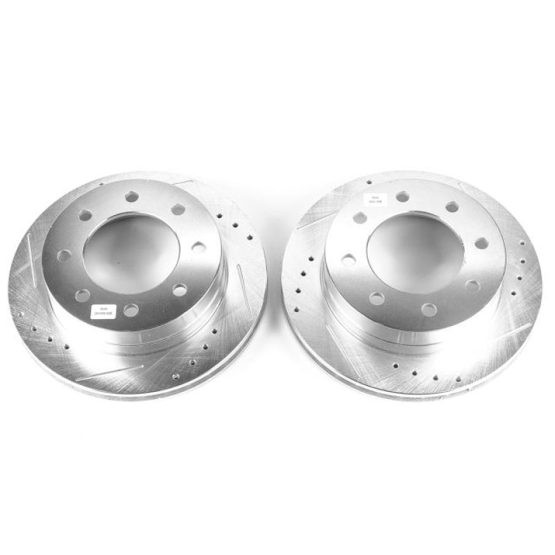 Chevrolet Silverado 1500 HD Brake Rotors (2) - Rear - PowerStop - Evolution Drilled & Slotted - Silver - 2003
