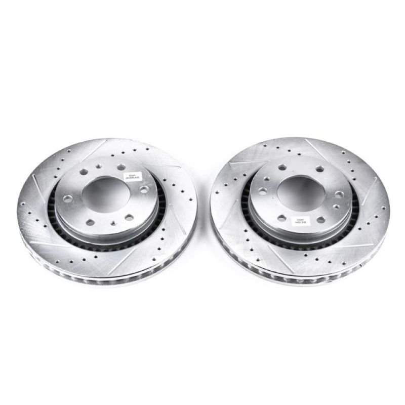 Buick Rainier Brake Rotors (2) - Front - PowerStop - Evolution Drilled & Slotted - Silver - `06-`07