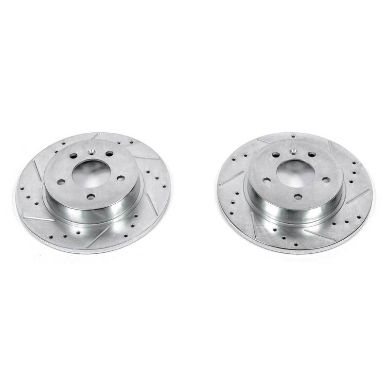 Buick Lucerne Brake Rotors (2) - Rear - PowerStop - Evolution Drilled & Slotted - Silver - `06-`11