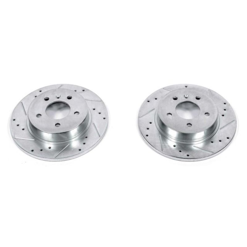 Buick Lucerne Brake Rotors (2) - Rear - PowerStop - Evolution Drilled & Slotted - Silver - `06-`11
