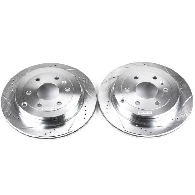 Buick Enclave Brake Rotors (2) - Rear - PowerStop - Evolution Drilled & Slotted - Silver - `08-`17