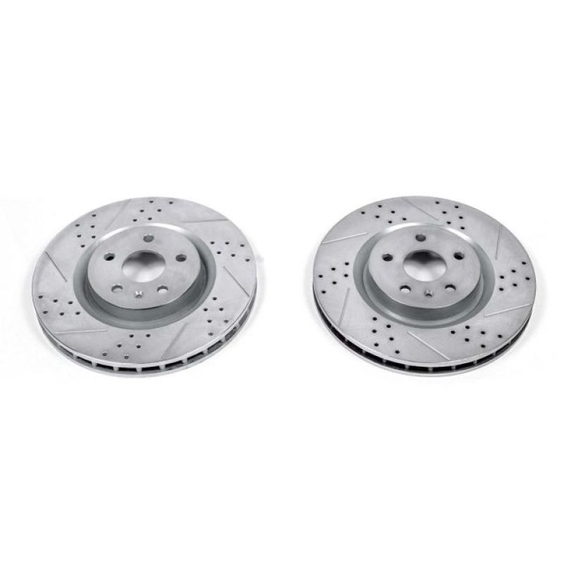 Buick Regal Brake Rotors (2) - Front - PowerStop - Drilled & Slotted Evolution - Silver - `12-`13 Buick Regal Brake Rotors (2) - Front - PowerStop - Drilled & Slotted Evolution - Silver - `12-`13