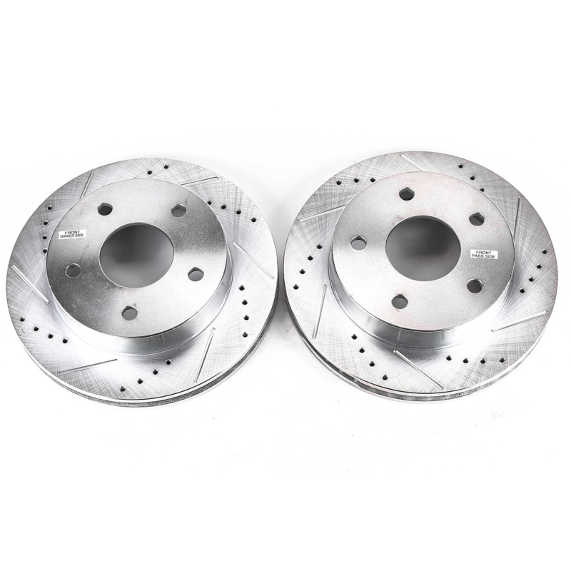 Dodge Ram 1500 Brake Rotors (2) - Front - PowerStop - Evolution Drilled & Slotted - Silver Zinc - `00-`01
