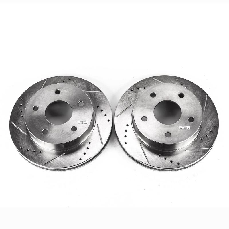 Dodge Ram 1500 Brake Rotors (2) - Front - PowerStop - Evolution Drilled & Slotted - Silver - `00-`01
