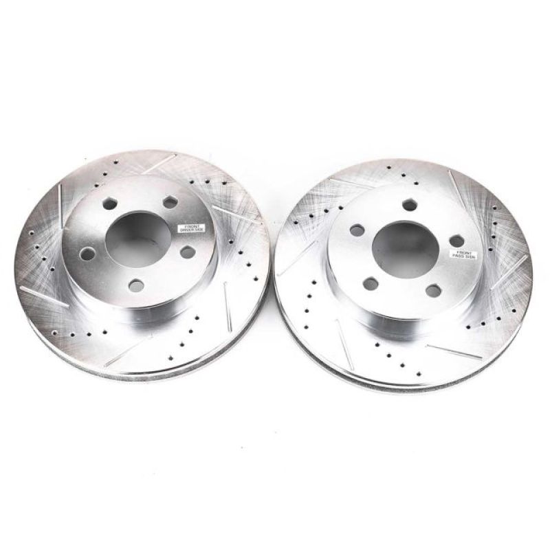 Jeep Liberty Brake Rotors (2) - Front - PowerStop - Evolution Drilled & Slotted Zinc Plated - `02-`07