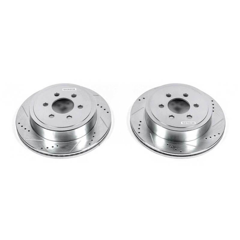 Dodge Durango Brake Rotors (2) - Rear - PowerStop - Evolution Drilled & Slotted - Silver - 2003