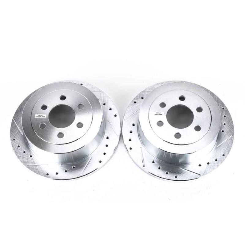 Dodge Dakota Brake Rotors (2) - Rear - PowerStop - Evolution Drilled & Slotted - Silver - `03-`04