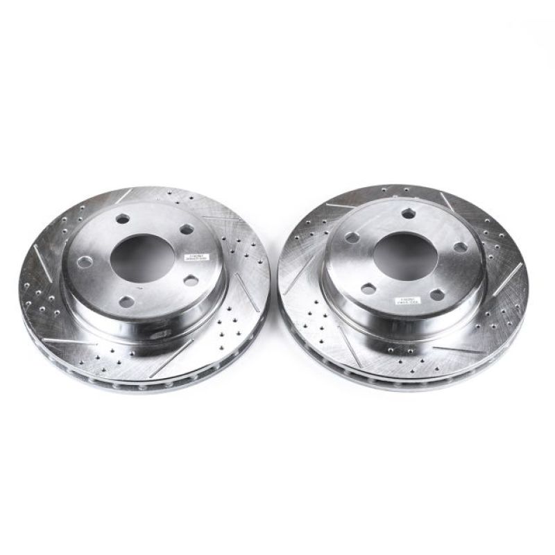Dodge Dakota Brake Rotor (2) - Front - PowerStop - Evolution Drilled & Slotted - Silver Zinc Plated - `05-`11 Dodge Dakota Brake Rotor (2) - Front - PowerStop - Evolution Drilled & Slotted - Silver Zinc Plated - `05-`11