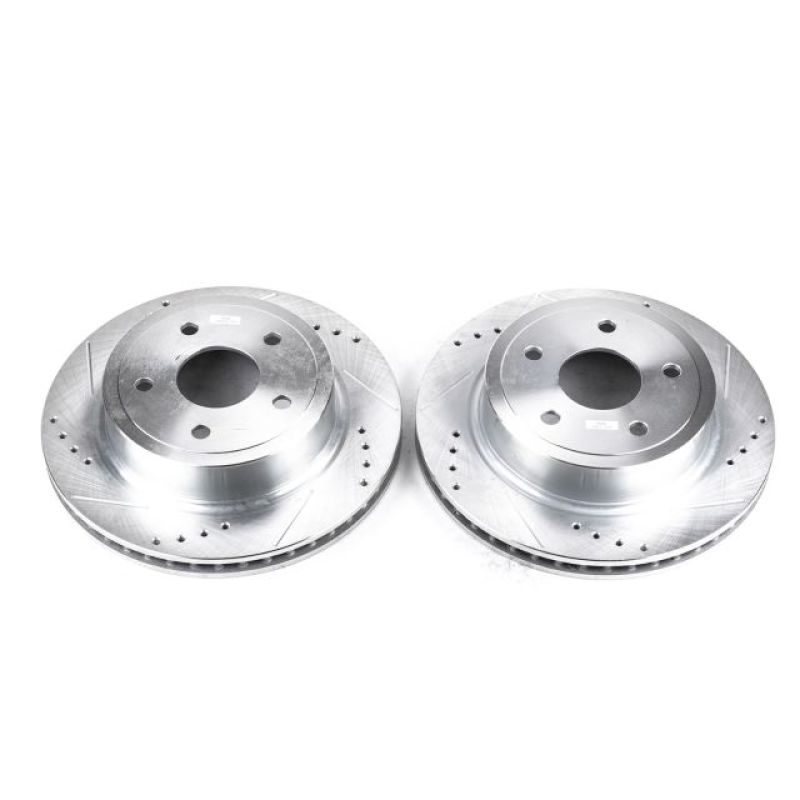 Dodge Ram 1500 Brake Rotors (2) - Rear - PowerStop - Evolution Drilled & Slotted - Silver - `04-`06