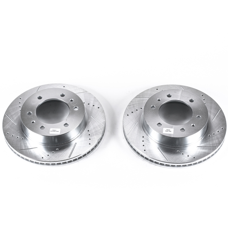 Hummer H3 Brake Rotors (2) - Front - PowerStop - Evolution Drilled & Slotted - Silver - `06-`10