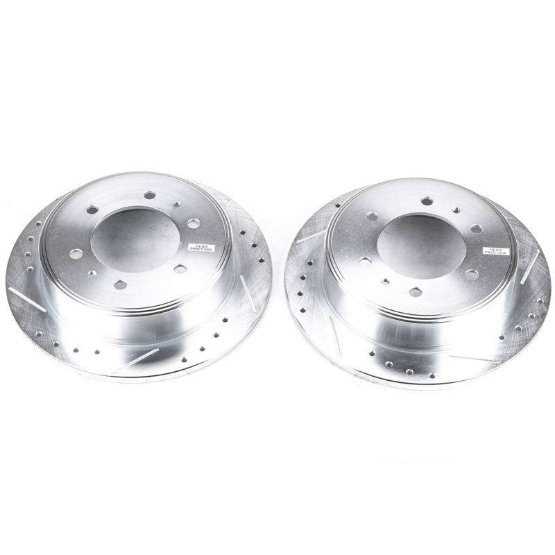 Hummer H3 Brake Rotors (2) - Rear - PowerStop - Evolution Drilled & Slotted - Silver - `06-`10