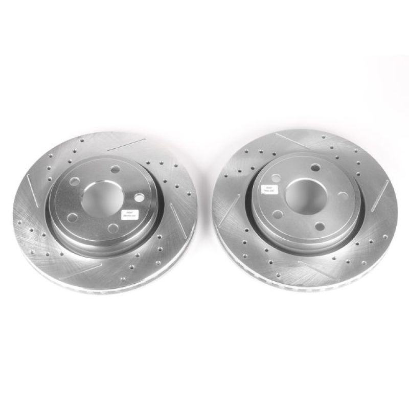 Jeep Commander Brake Rotors (2) - Front - PowerStop - Evolution Drilled & Slotted - Silver zinc - `06-`10
