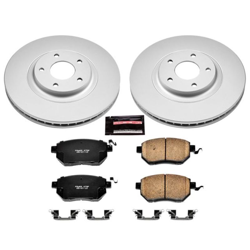 Infiniti FX35 Brake Kit - Front - PowerStop - Geomet Coated Rotors + Z17 Low-Dust Ceramic Pads - `03-`05