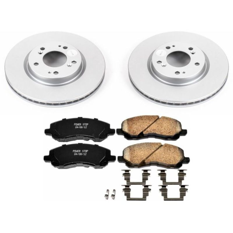 Mitsubishi Galant Brake Kit - Front - PowerStop - Genuine Geomet Coated Rotors + Z17 Ceramic Brake Pads - `04-`09 Mitsubishi Galant Brake Kit - Front - PowerStop - Genuine Geomet Coated Rotors + Z17 Ceramic Brake Pads - `04-`09