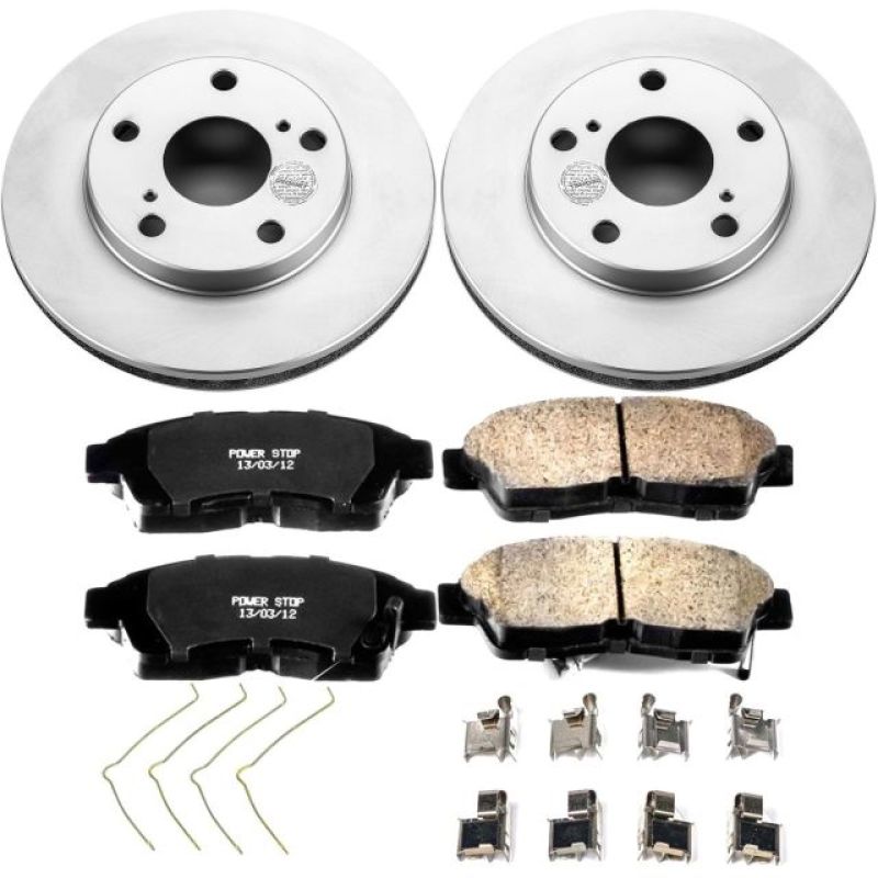 Toyota Camry Brake Kit - Front - PowerStop - Z17 Evolution Geomet Coated Rotors + Low-Dust Ceramic Pads + Hardware - `92-`01