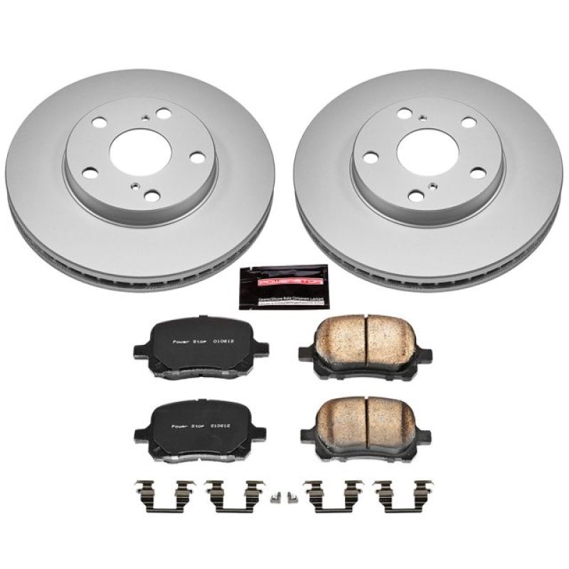 Lexus ES300 Brake Kit - Front - PowerStop - Genuine Geomet Coated Rotors + Z17 Low-Dust Ceramic Pads - `97-`01