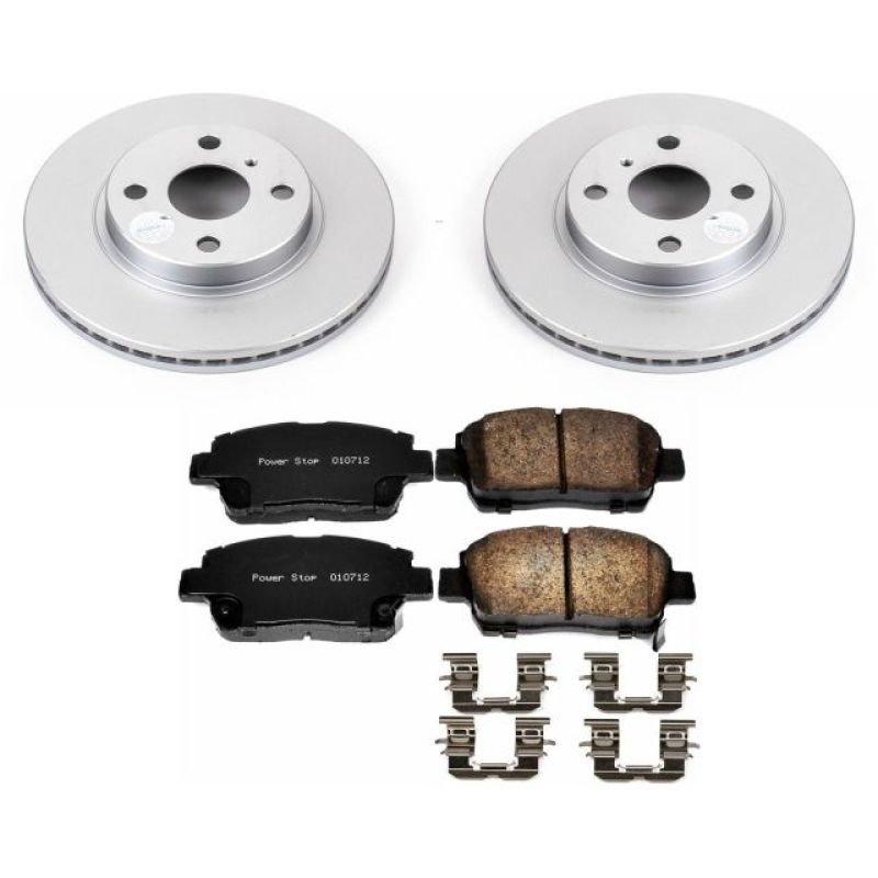 Scion xA Brake Kit - Front - PowerStop - Geomet Coated Rotors + Z17 Low-Dust Ceramic Pads - `04-`06