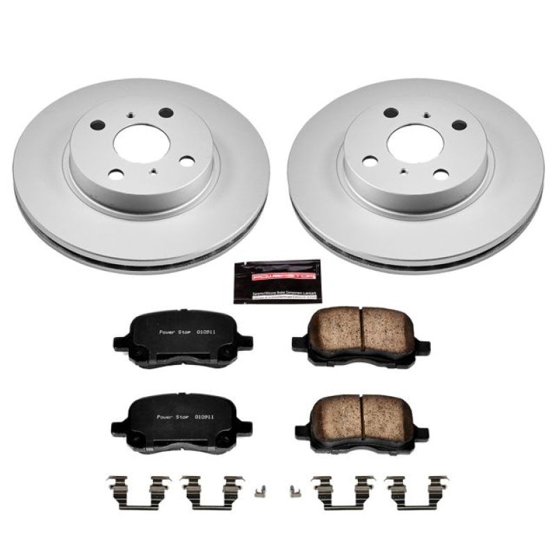 Chevrolet Prizm Brake Kit - Front - PowerStop - Z17 Evolution Geomet Coated Rotors + Low-Dust Ceramic Pads - `98-`02