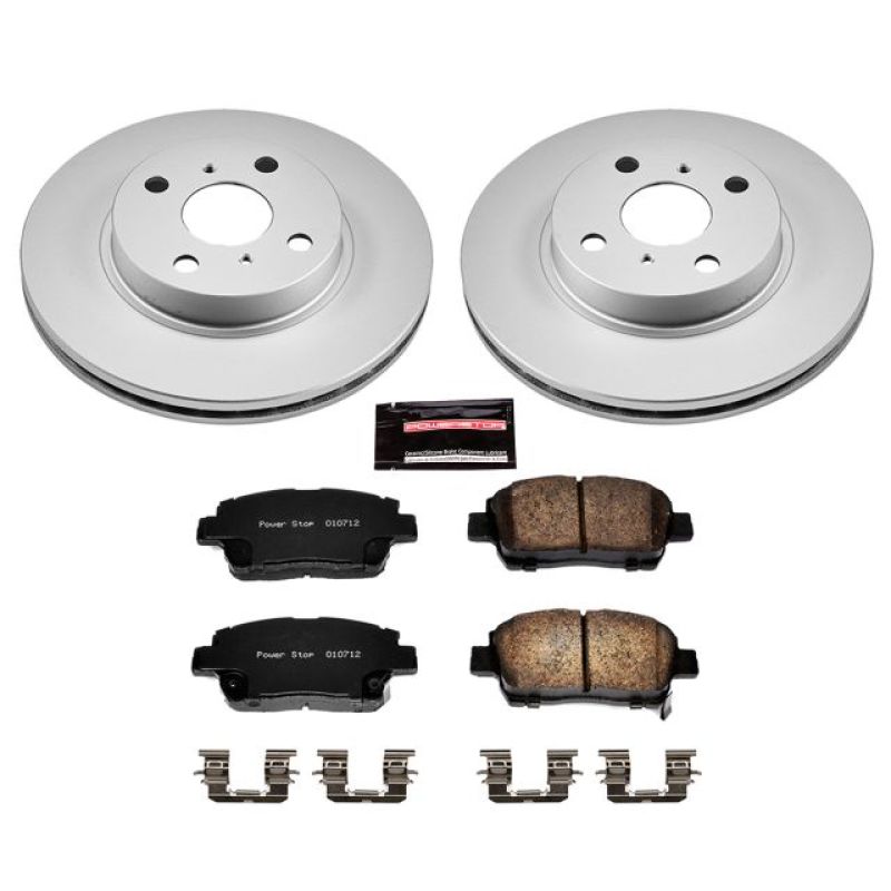 Toyota Prius Brake Kit - Front - PowerStop - Geomet Coated Rotors + Z17 Low-Dust Ceramic Pads - `01-`03