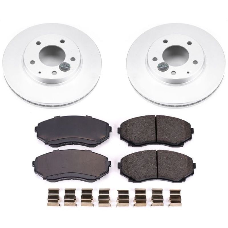Mazda MPV Brake Kit - Front - PowerStop - Z17 Evolution Geomet Coated Rotors + Z17 Low-Dust Ceramic Pads - `00-`06