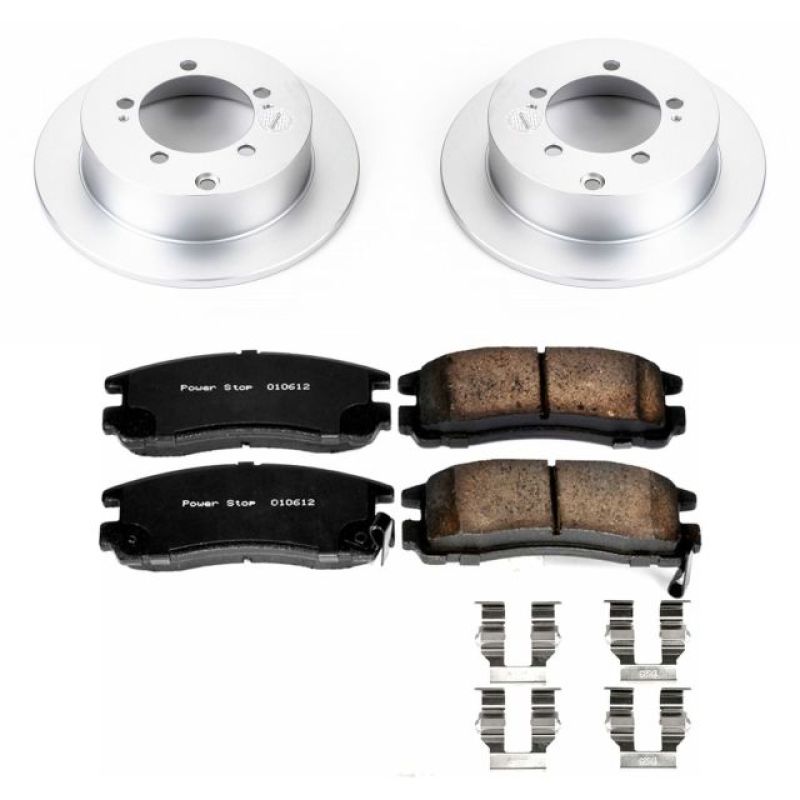 Mitsubishi Galant Brake Kit - Rear - PowerStop - Genuine Geomet Coated Rotors + Z17 Low-Dust Ceramic Pads - `99-`03 Mitsubishi Galant Brake Kit - Rear - PowerStop - Genuine Geomet Coated Rotors + Z17 Low-Dust Ceramic Pads - `99-`03